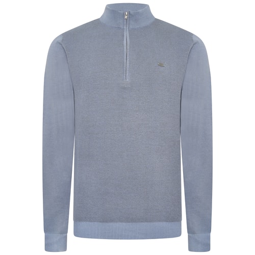 KAM Strickpullover mit 1/4-Reißverschluss, Puderblau